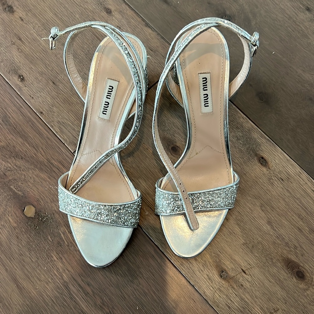 Miu miu crystal embellishments sandals women’s size 8. Worn 2 times